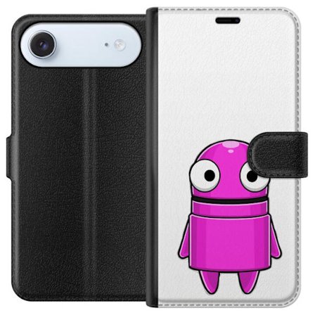 Yhteensopiva Lompakkokotelo Apple Apple iPhone 17 Air Roosa piirretty hahmo, jossa pyöreä muoto ja suuret silmät tummalla taustalla