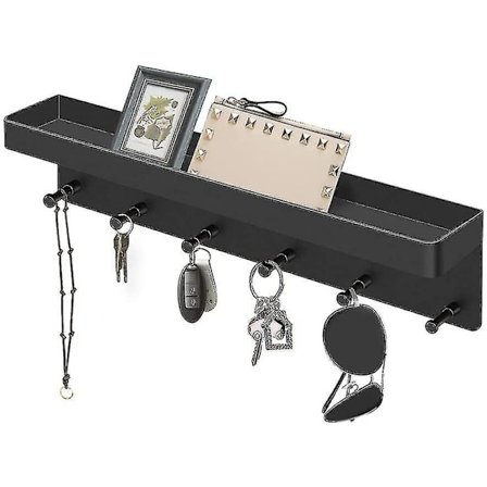 Nyckelhållare / Väggorganisator Nyckelställ Svart / Nyckelhylla / Hängräcke Med Hylla