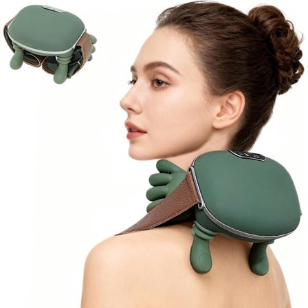 Ny Axelmassage, Shiatsu massage til ryg og nakke, Opvarmet nakke- og akselmassage, Massagepude til nakke og skuldre Grøn