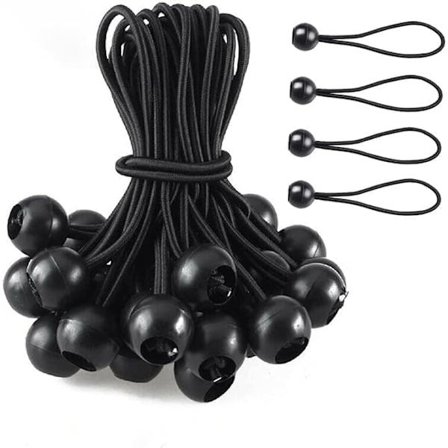 75-pack långa bungee-snören med spänne för tält, markiser, banderoller och presenningar