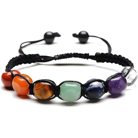 7 Chakra Natursten Armband, Dam Armband Pärlor, Justerbart Sten Armband-handgjord Vävd, Yoga Armband Bär Lycka Energi Armband Present