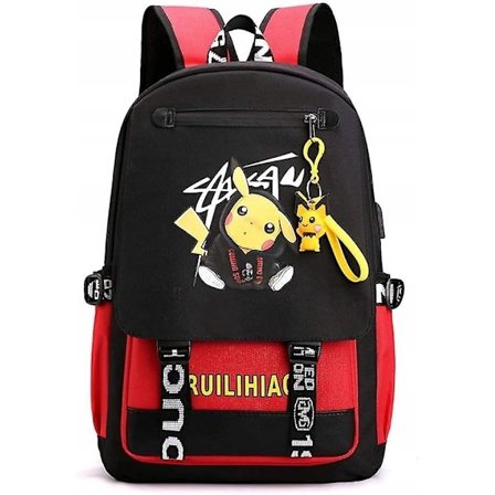 Pokemon Backpack With Usb Port Luminous Pattern Pikachu Backpack
