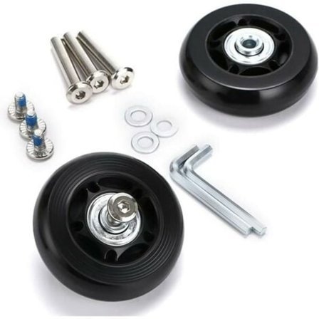 2 stk. kufferthjul udskiftningshjul reparationslejer til bagagekuffert 60×18mm, Sort
