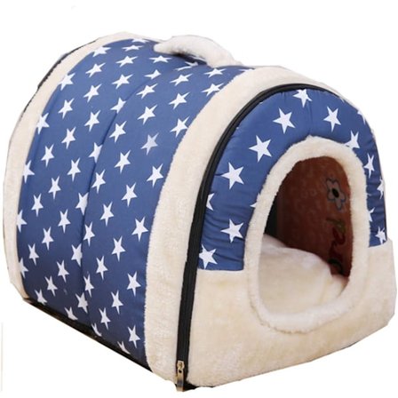 Pet Comfort Haven, Självvärmande Tyg Vikbar Hundkoja, Plysch Djurhus med Bågformad Design, Anpassat Namnalternativ, Lämplig För Alla Årstider