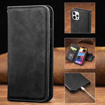 Fodral för Samsung S23 Ultra svart Skin-feeling business högkvalitativt magnetiskt läder