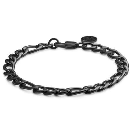 Essentials | 8 mm Gunmetal Black Figaro Chain Bracelet for Men - Steel bracelets