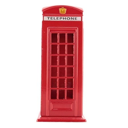 Metall Röd Brittisk Engelsk London Telefonkiosk Bank Myntbank Spargris Röd Telefonkiosk-WELLNGS