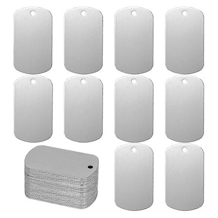 25 stk. Metal Stemplingsemner Tags Aluminium Blank Tags Laser Gravering Emner Tags med Hul (Firkant)
