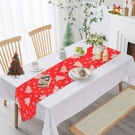 Julbordstablett, julbomull och linnebordstablett, jultryckt bordsduk, tvättbar julbordsduk, julbordsdekoration