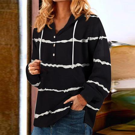 Dam Stjärntryck Jul Print Knappar V Neck Pullover