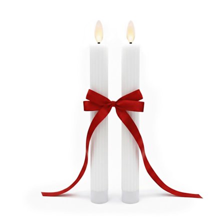 LED-koniske lys, flammeløse, ægte voks, sæt med 2