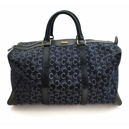 Celine Vintage Celine Dark Blue Horse-Cart 40 Keepall Blå, Dame Vintage Tasker, Størrelse: ONE Size