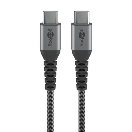 USB-C - USB-C -tekstiilikaapeli metalliliittimillä 0,5 m