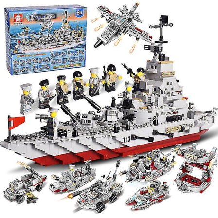 Building Toys Military Battleship Aircraft Carrier Set Warship Police Building Kit