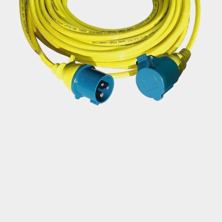 Ratio Förlängningskabel 3 x 2.5 mm2 - 15m Marine Landströmskabel Gul med LED-lampa och Vattentäta Gjutna Kontakter