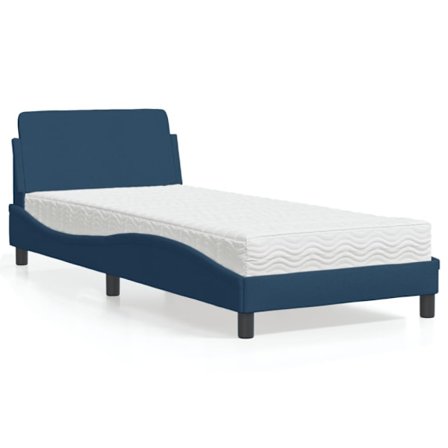 Bed with Mattress "Dover" Blue 90x200 cm Fabric