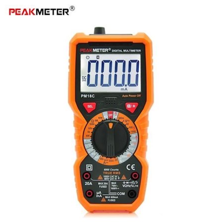 PEAKMETER PM18C Høy Presisjon Digitalt Lommemultimeter AC-DC Spenning Strøm Temperatur