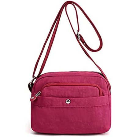 Naisten laukut, keskikokoinen, moniosainen olkalaukku (viininpunainen)