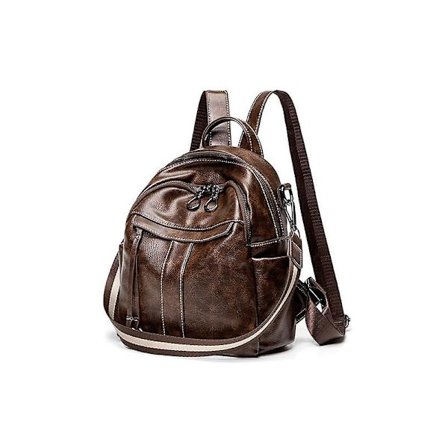 Mote Vintage Liten Ryggsekk for Kvinner Multifunksjonell Fritids Anti-tyveri Dagstursekk Dame Skuldertaske Med Hodetelefonkontakt-Brun
