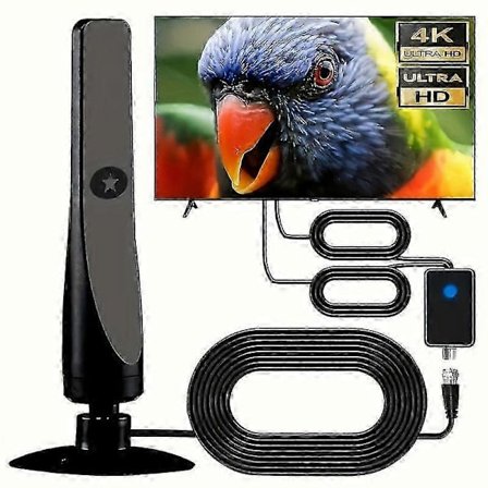 Privat modell inomhus- och utomhus TV-antenn HDTV-antenn DVB-T2 högupplöst digital TV-antenn, 5 meters kabel, F-kontakt med adapter