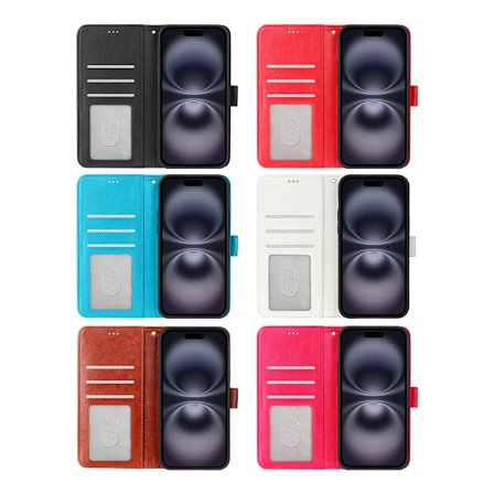 iPhone 17 Læder Wallet Case – 3 Kortlommer – RØD