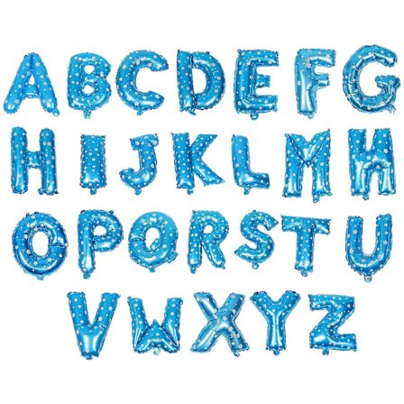16 tommer Alfabet Folie Ballon Sæt A-Z Valgfri 26 Bogstaver Balloner Fødselsdag Bryllup Fest Festival Dekoration Forsyninger (Blå)