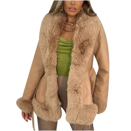 Skinnjacka i fuskpälskrage för kvinnor