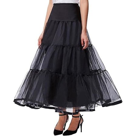 Dame Ankel Lengde Underskjørt Skjørt Bryllup Halv Underskjørt Krinoline Underskjørt Svart