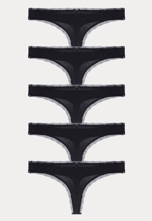 DORINA - Essential Cotton Thong 5-pack - 5x0001-black/BLACK/BLACK/BLACK - Kläder - - Bubbleroom