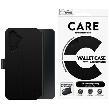 CARE by PanzerGlass Wallet Case M. Kickstand til Samsung Galaxy M17 5G / A17 / A17 5G - Sort