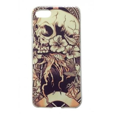 Iphone 7 - Dödskalle Blommor Fåglar - Retro Svart