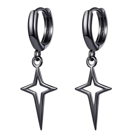 Gothic Punk Stil Metall Hängande Örhängen Svart/Silver Färg Stjärna Kors Pendientes Mode För Kvinnor Män Rock Smycken Silver
