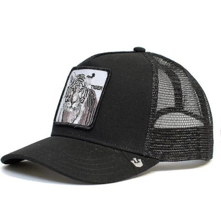 Mænd Kvinder Animal Shape Trucker Baseball Cap Mesh Hat Snapback Hip Hop Caps CNMR Black Tiger