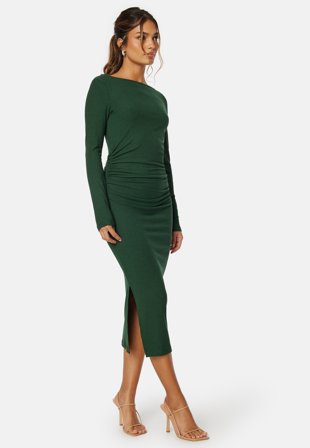 BUBBLEROOM Minea Drapy Dress Dark green Klær