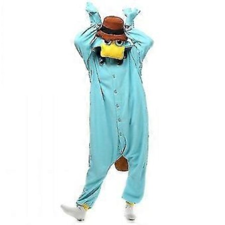 Unisex Perry E Platypus Kostumer Onesies Monster Cosplay Pyjamas Voksne Pyjamas Dyr Nattøj Jumpsuit Z (M*platypus Sort)