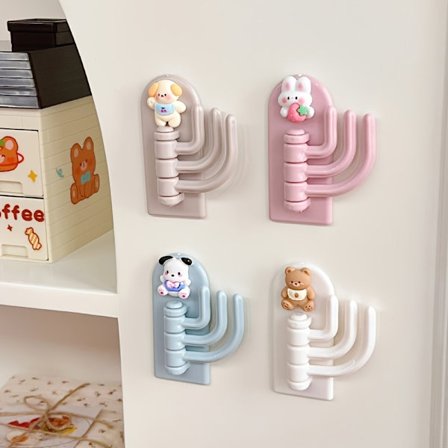 4 stk. Adorablmal Kroge, Nem, Installation, Ingen, Bor, Sporløse Klæbende Væg- & Nøgleholdere i Pink, Blå, Hvid til Køkken, Badeværelse, 