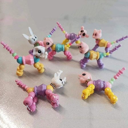 8 stk Dyr Twist Armbånd, Deformasjon Dyr Tid Bangles DIY Samleobjekt Twist Armbånd for Jenter Leke