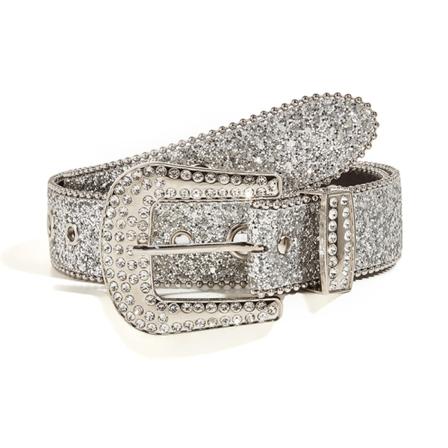 Shinning för Rhinestone Bälten PU Läder Western Girl Bälte Silver