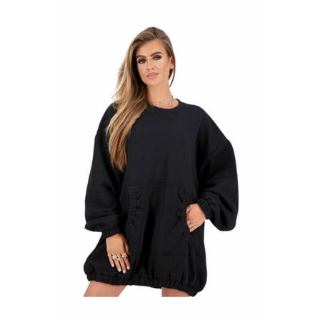Reinders, Smoked Sweater Dress True Black Zwart, Dames, Maat:ONE Size