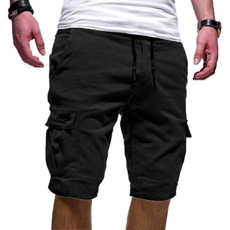 Enfärgade Arbetskläder För Män Halvbyxor Med Dragsko Black 2xl