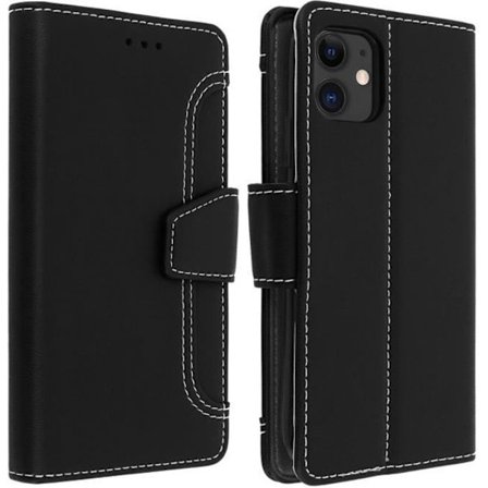 Folio-lompakko - AVIZAR - iPhone 11 - Ekologinen nahka - Musta - Tukitoiminto