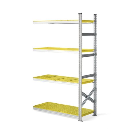 Fødevarereol TRANSFORM, påbygningssektion, 1972x1200x500 mm, gule hylder