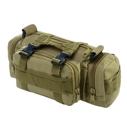Menn kvinner Fanny Pack Midjeveske Militærfans Taktisk Utendørssport Fjellklatring Løping Mobiltelefonbelte Khaki