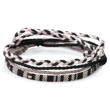 Bracciale Surfer in tessuto bianco e nero per uomini - Braccialetti con cordino