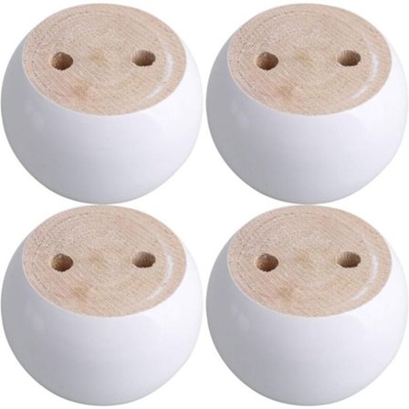 Sæt med 4 runde hvide møbelben i eukalyptus, 8 x 8 x 5 cm, understøtter op til 100 kg YYV