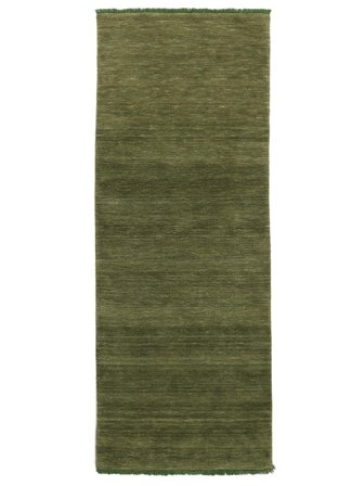 Tapis De Laine Uni Handloom Fringes Vert Corridor Petit