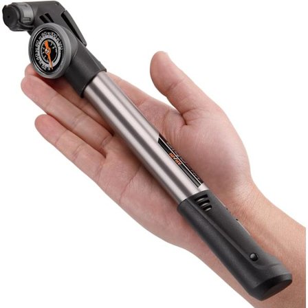 Minisykkelpumpe, liten luftpumpe med trykkmåler for alle ventiler