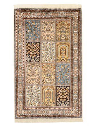 Tapis D'orient Cachemire Pure Soie 78X125 Marron/Orange (Soie, Inde)