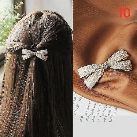Rhinestone Alloy Hårnål Sido Bangs Clip Pearl Bow Feather Sprin