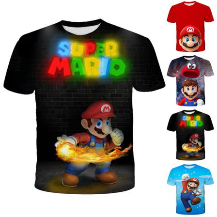 Super Mario Boy T-shirt För Barn, Kortärmad 3d-mönster Casual